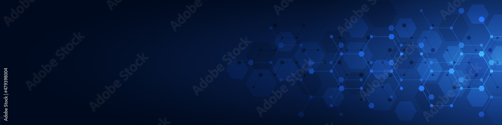 Wall mural abstract geometric background with a hexagon pattern. hexagonal shape design elements for a banner o