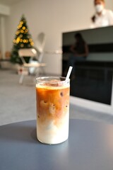 Iced latte coffee in a cup - 479398030