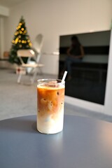 Iced latte coffee in a cup - 479398031