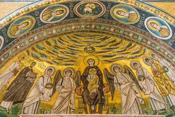 Fototapeta na wymiar Basílica de Santa Eufrasia, siglo VI,mosaico de Cristo ,Porec, - Parenzo-, peninsula de Istria, Croacia, europa
