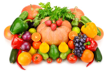 Fototapeta na wymiar Fruits and vegetables isolated on white background.