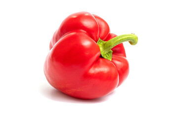 Red bell pepper isolated on white background. Red sweet pepper