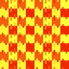 Orange and yellow mosaic checkerboard seamless pattern background. Vector illustration.	