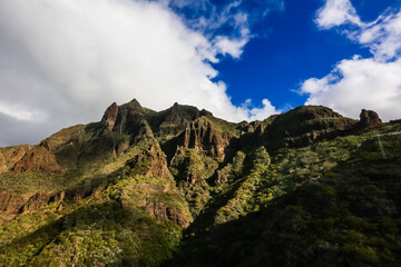 Amazing sunset landscape view to famous Maska canyon on Tenerife island Spain
