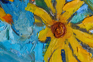 Abstract background closeup of a painting with brushstrokes. Rough art paint smear. Large...
