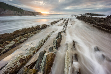 marea retirandose, Zumaia,Guipuzcoa, Euzkadi, Spain