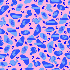 abstract seamless vector pattern chaotic different figures on contrasting background. Simple geometric pattern with Artistic shapes.