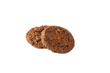 Two granola cookies isolated on white background.