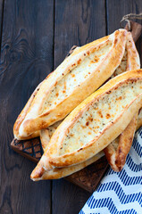 Turkish pide with cheese, popular street food in Turkey.