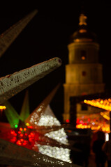 christmas tree in the night bokeh view