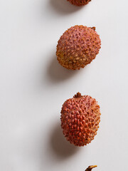 Fresh Lychee fruit on white background.
