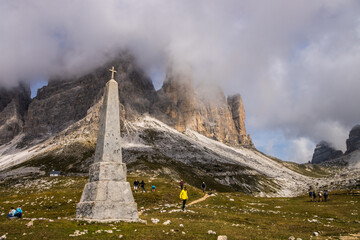 Mountain trail Tre Cime di Lavaredo in Dolomites in Italy