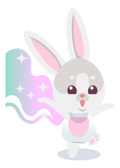 Magic rabbit. Cute funny character. Cartoon hare