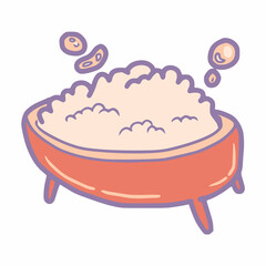 hand drawn filled outline bathtub with bubble foam icon