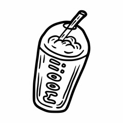 hand drawn outline a glass of milk shake icon