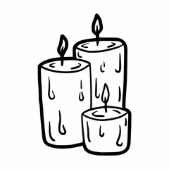 hand drawn outline arrangement of elegant candle icon