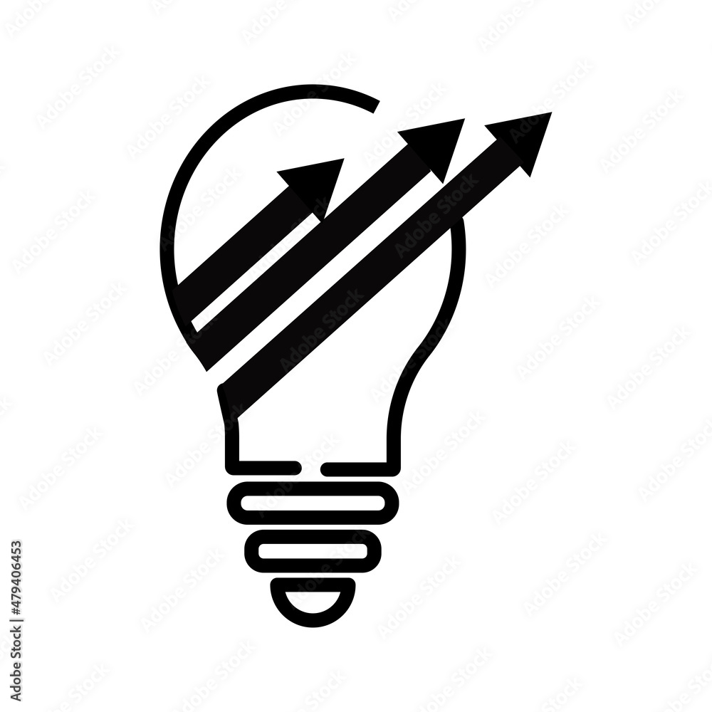 Poster the light bulb with colorful moving up arrow inside for business concept isolated on white backgroun