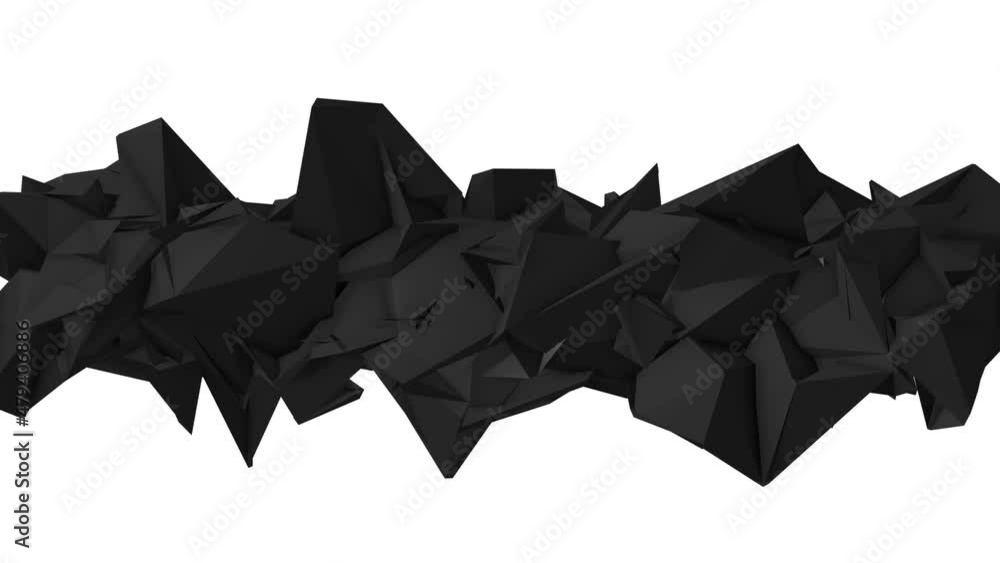Poster beautiful white low poly surface morphing in abstract 3d animation. polygonal animation on a white b
