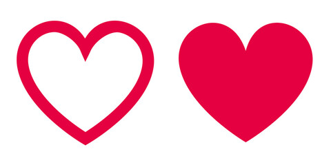 Vector set icons of red hearts.