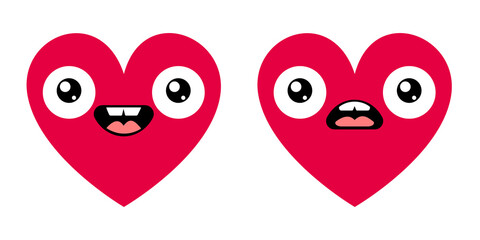 Vector set icons of emoji hearts.