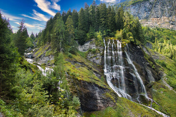 The two waterfalls Cascade de la Sauffraz ands Cascade de la Pleureuse near Sixt Fer-à-Cheval,...