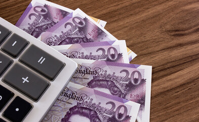 The national currency of England pound close up