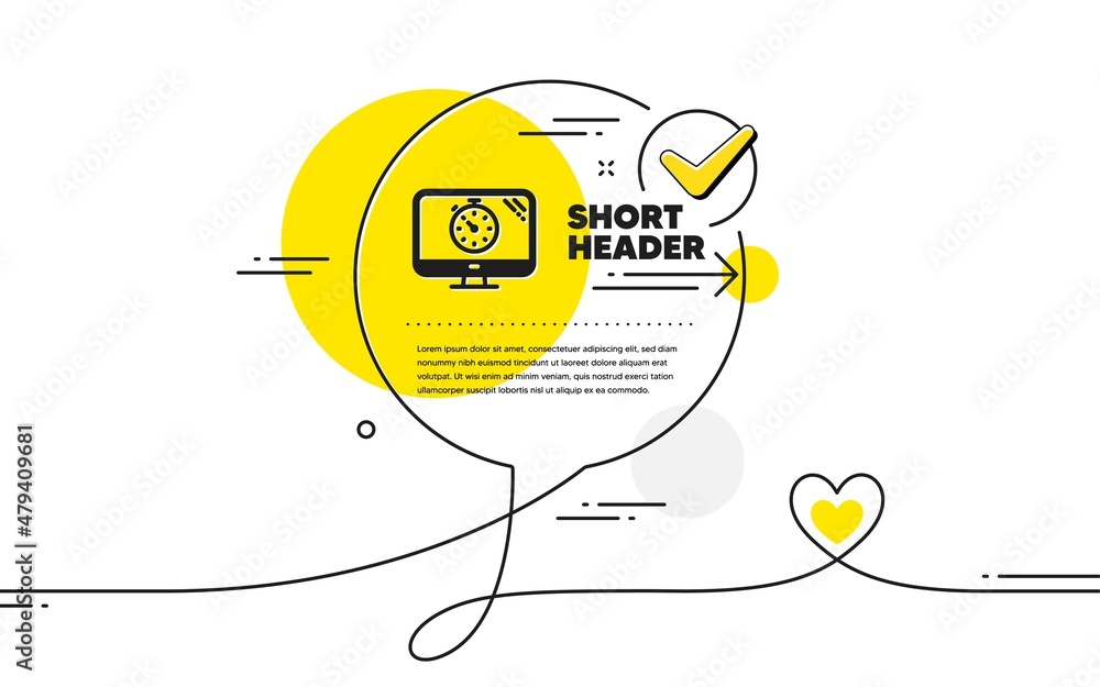 Poster seo timer icon. continuous line check mark chat bubble. search engine optimization sign. analytics s