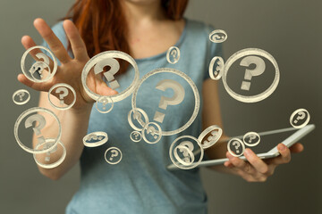 3d question marks background concept.