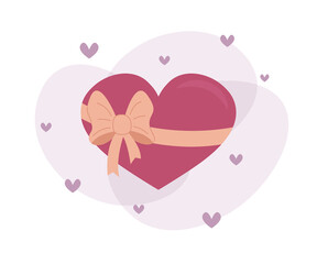 Heart with bow isolated. Valentines Day design element. Hearts for Valentines or wedding card. Vector illustration