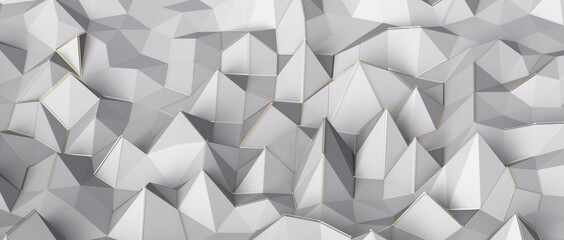 3D rendering of silver polygon wall