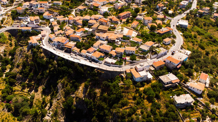 Aerial photo of the coastal village and the beach of Dhermi Albania