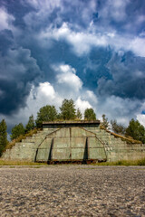 Hangars at a former military airport in northern Czech republic, used by the Soviet army.