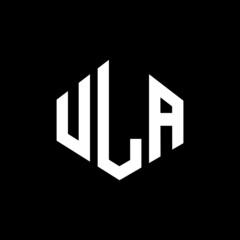 Obraz premium ULA letter logo design with polygon shape. ULA polygon and cube shape logo design. ULA hexagon vector logo template white and black colors. ULA monogram, business and real estate logo.