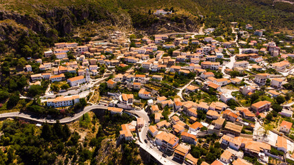 Aerial photo of the coastal village and the beach of Dhermi Albania