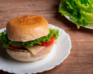 sandwich with ham and vegetables