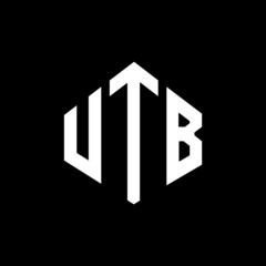 UTB letter logo design with polygon shape. UTB polygon and cube shape logo design. UTB hexagon vector logo template white and black colors. UTB monogram, business and real estate logo.