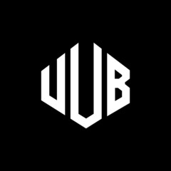UUB letter logo design with polygon shape. UUB polygon and cube shape logo design. UUB hexagon vector logo template white and black colors. UUB monogram, business and real estate logo.