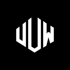 UUW letter logo design with polygon shape. UUW polygon and cube shape logo design. UUW hexagon vector logo template white and black colors. UUW monogram, business and real estate logo.