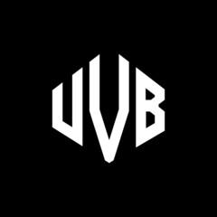 UVB letter logo design with polygon shape. UVB polygon and cube shape logo design. UVB hexagon vector logo template white and black colors. UVB monogram, business and real estate logo.