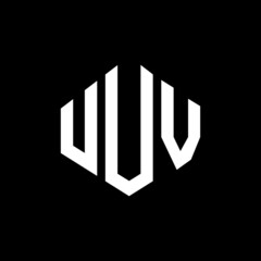 UUV letter logo design with polygon shape. UUV polygon and cube shape logo design. UUV hexagon vector logo template white and black colors. UUV monogram, business and real estate logo.