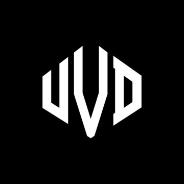 UVD letter logo design with polygon shape. UVD polygon and cube shape logo design. UVD hexagon vector logo template white and black colors. UVD monogram, business and real estate logo.