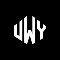 UWY letter logo design with polygon shape. UWY polygon and cube shape logo design. UWY hexagon vector logo template white and black colors. UWY monogram, business and real estate logo.