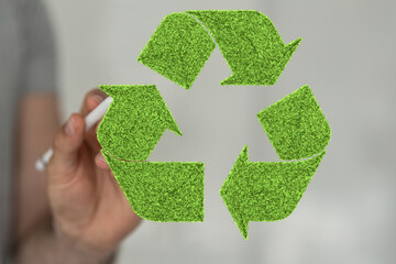Green recycle sign, three arrows 3D