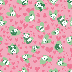 Panda Heart Seamless Pattern