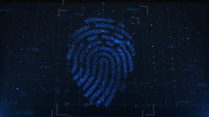 3D illustration Fingerprint scan provides security access with biometrics identification. Concept Fingerprint protection.