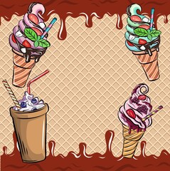 logo emblem drawing sketch icon picture advertising drawing food delicacy ice cream coffee cocktail