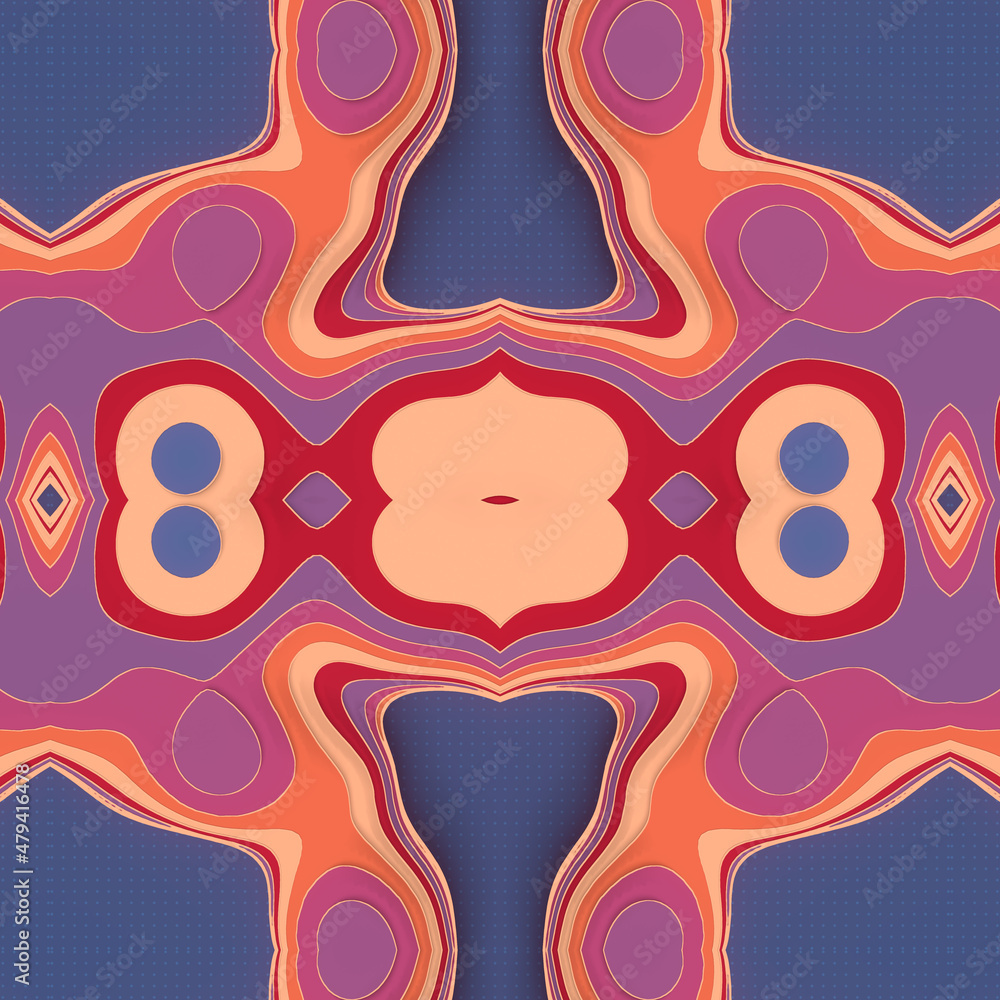 Poster modern colored sliced shape 3d rendering digital illustration. kaleidoscopic background. abstract gr