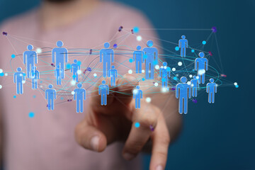 Digital technology background. Network connection dots and lines.