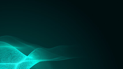 Abstract dot green wave gradient texture technology background.