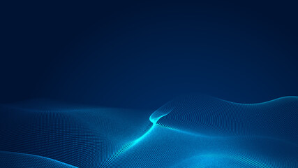 Abstract dot white blue wave gradient texture technology background.